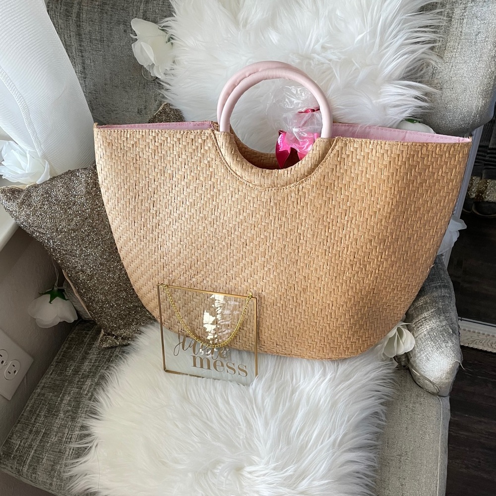Juicy Couture Straw Wicker Beach Bag Tote New
